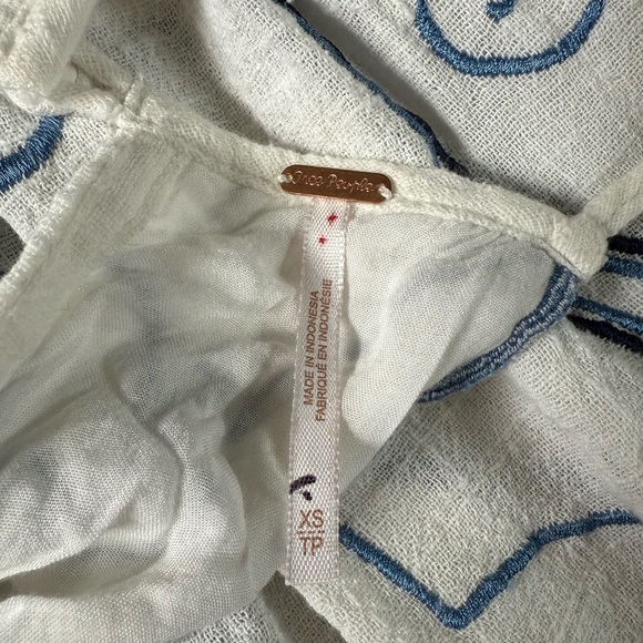 Free People Dreamer's Cove Maxi Dress Boho Blue White Embroidered Womens XS - Picture 9 of 10